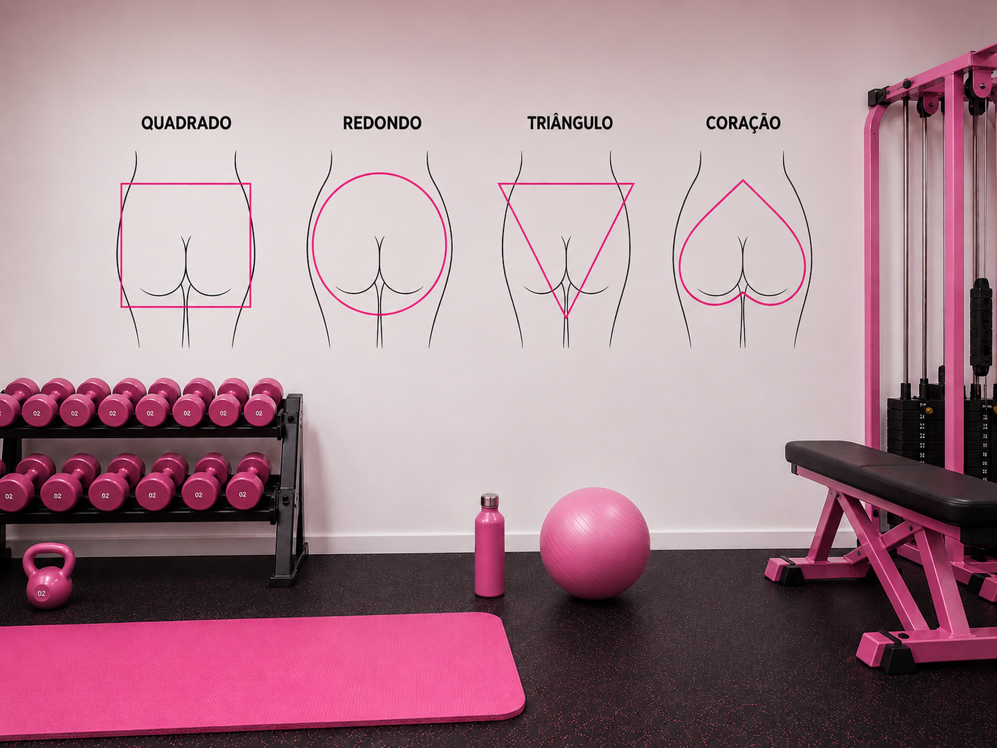 Formatos de bumbum: triângulo, coração, redondo e quadrado